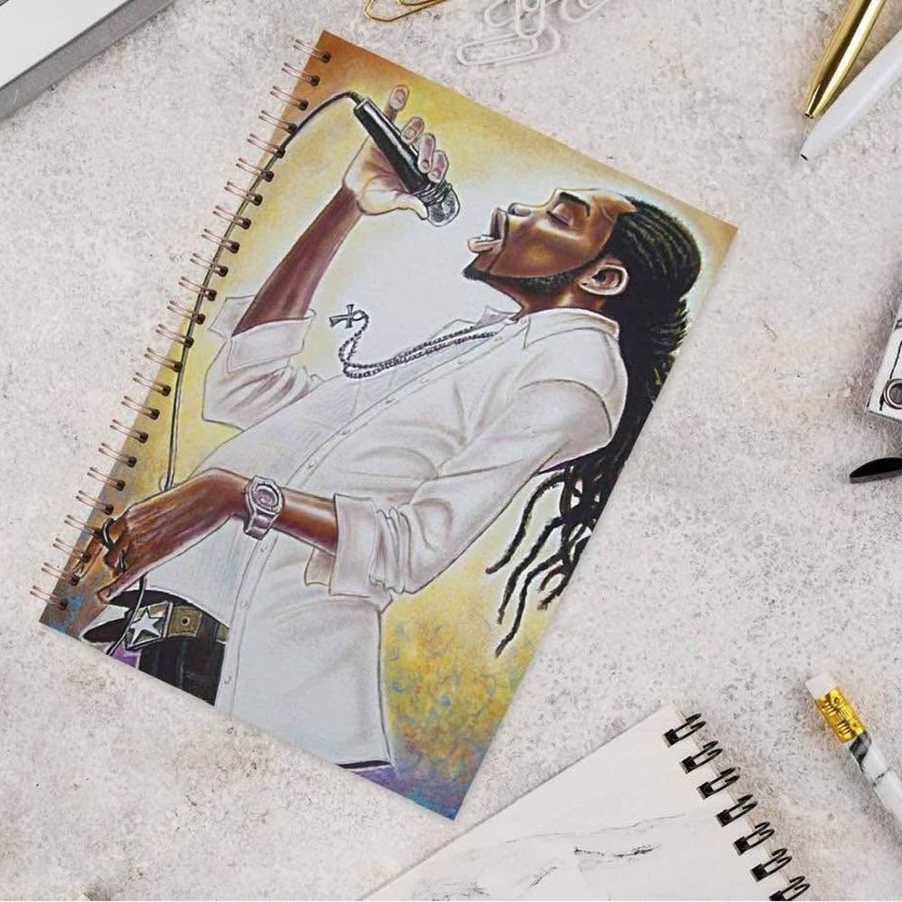 100 pg Journal Vibrant Singing Art Print in White and Gold